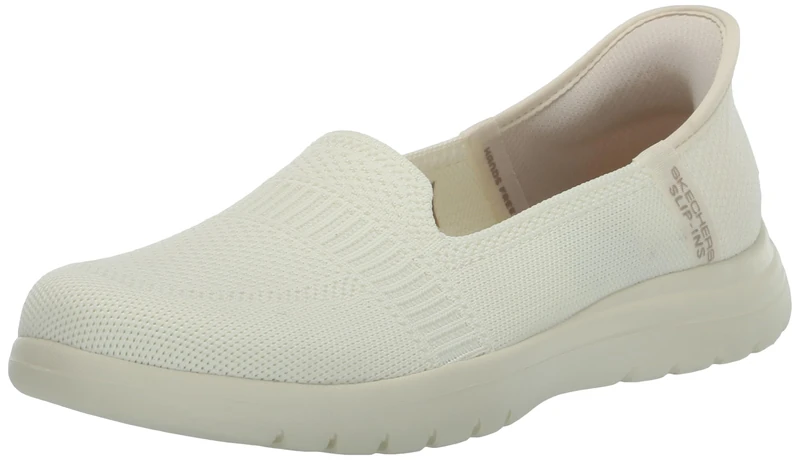 Skechers Women's On-The-Go Flex Camellia Slip-On Sneakers, Off-White Textile, 8 UK