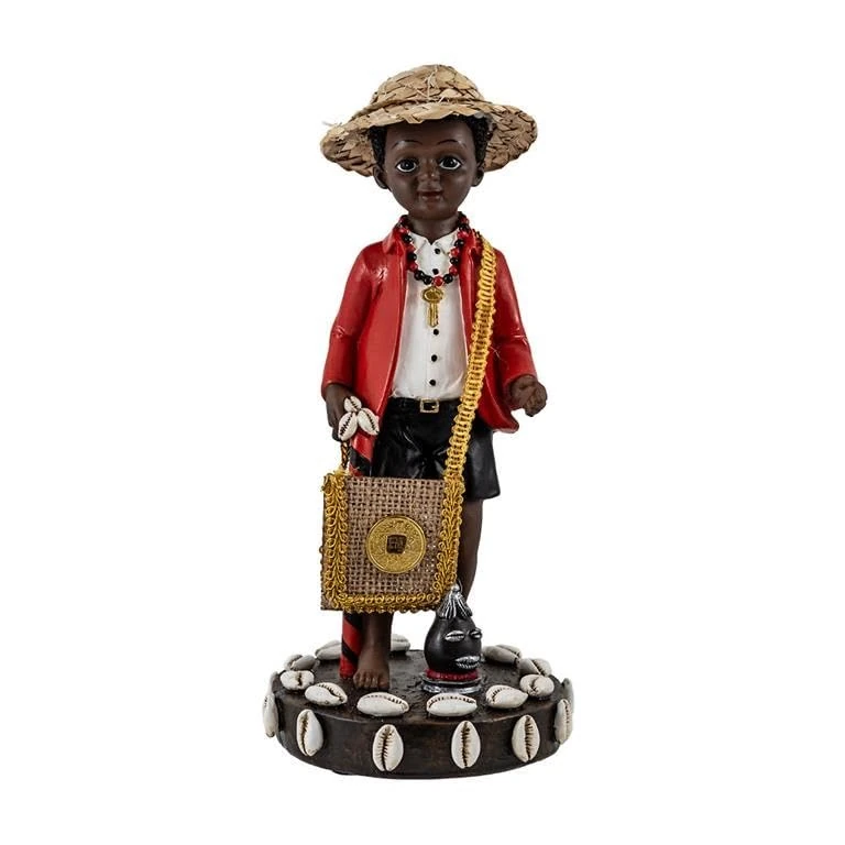 DRW Eleggua orisha Bebe elegua figure of child standing resin hand painted 12x12x26cm - Image 1