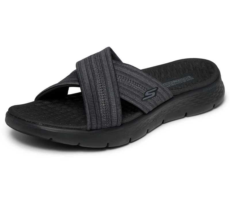 Skechers Women's GO WALK FLEX SANDAL IMPRESSED Sandals/Thong Sandals, Black, 7 - Image 1