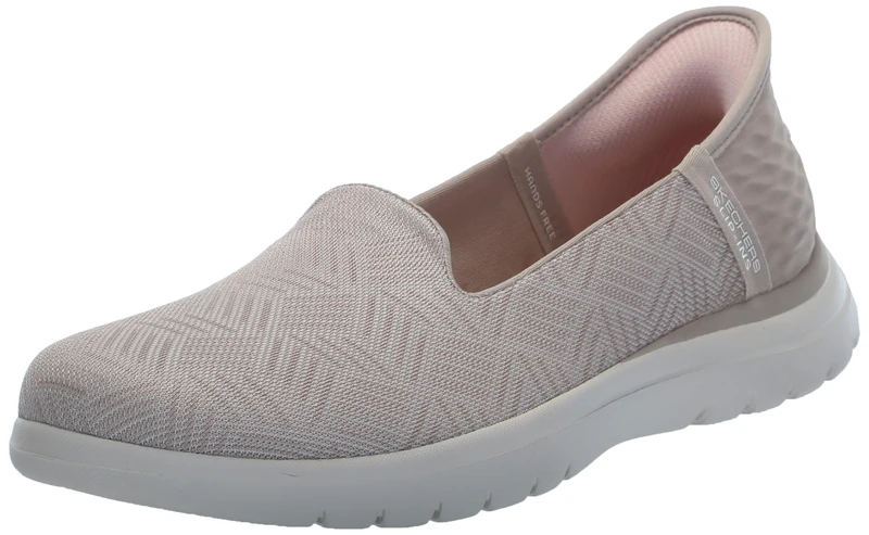 Skechers Women's On-The-Go Flex Clover Slip-On Sneakers, Taupe Textile, 8 UK
