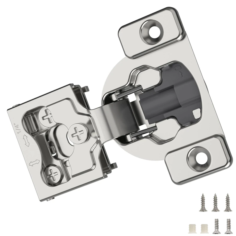 Furniware 50 Pieces 1/4" Small Overlay Concealed Face Frame Hinges, 105° Open Angle 4 Level Soft Close Screw On Compact Cabinet Hinge,for Face Frame Door, Soft Close On/Off Switch, Self Closing