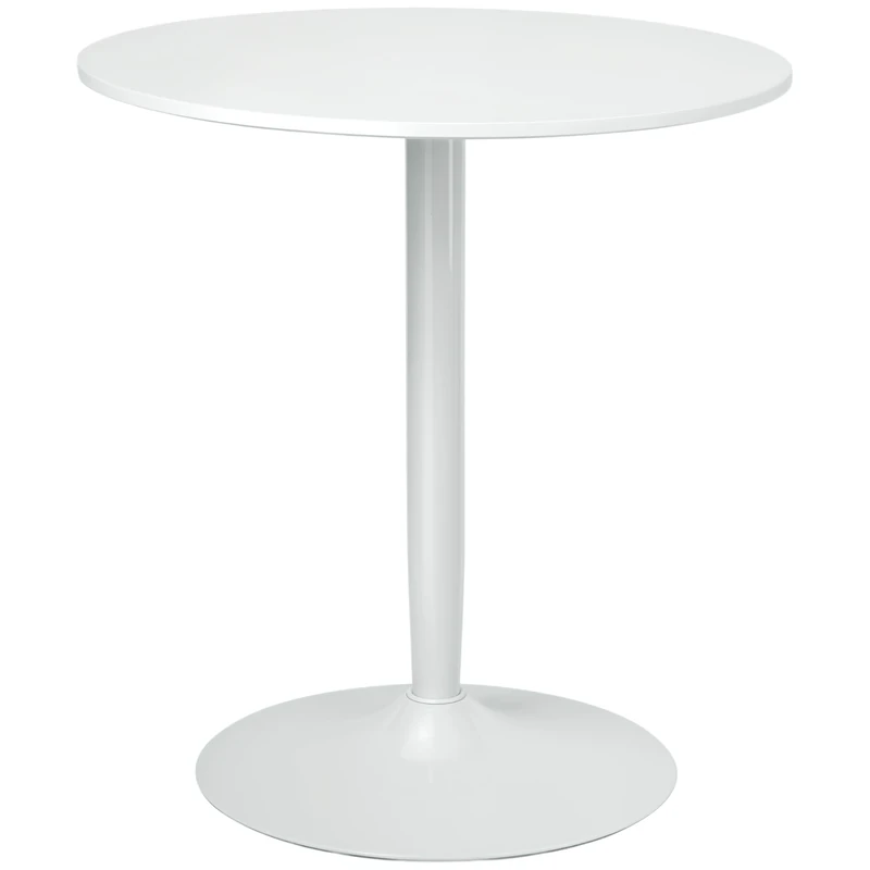 HOMCOM Round Dining Table, Modern Kitchen Table with Steel Base, Non-slip Foot Pad for Living Room, Dining Room, White