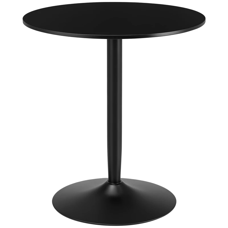 HOMCOM Round Dining Table, Modern Kitchen Table with Steel Base, Non-slip Foot Pad for Living Room, Dining Room, Black