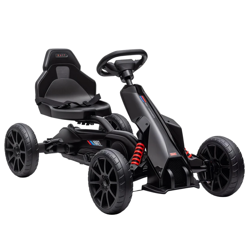 HOMCOM Children Pedal Go Kart, Kids Ride On Racer with Adjustable Seat, Swing Axle, Shock Absorption EVA Tyres, Handbrake, for Ages 3-8 Years, Black