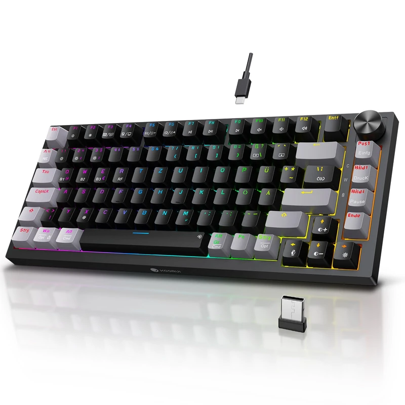 KOORUI Wireless Mechanical Gaming Keyboard - 82 Keys QWERTZ