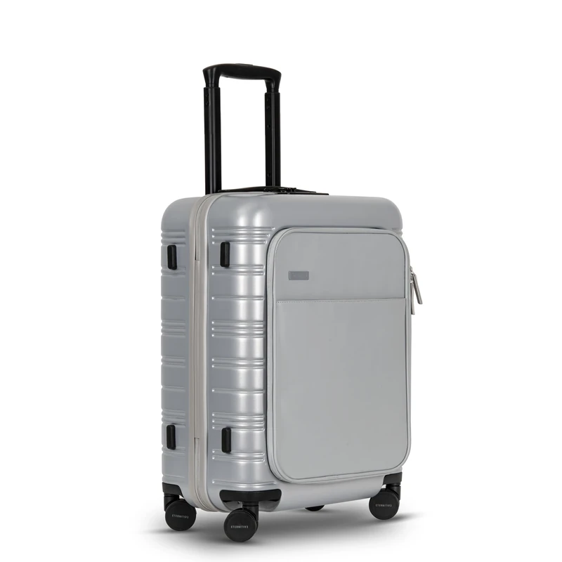 ETERNITIVE - Small Suitcase I Travel Suitcase Made of Polycarbonate I Size: 54 x 37 x 25 cm I Hard Case with Fingerprint Lock I Travel Suitcase with Wheels 360°, Silver Grey, Cabin E+, Cabin E+