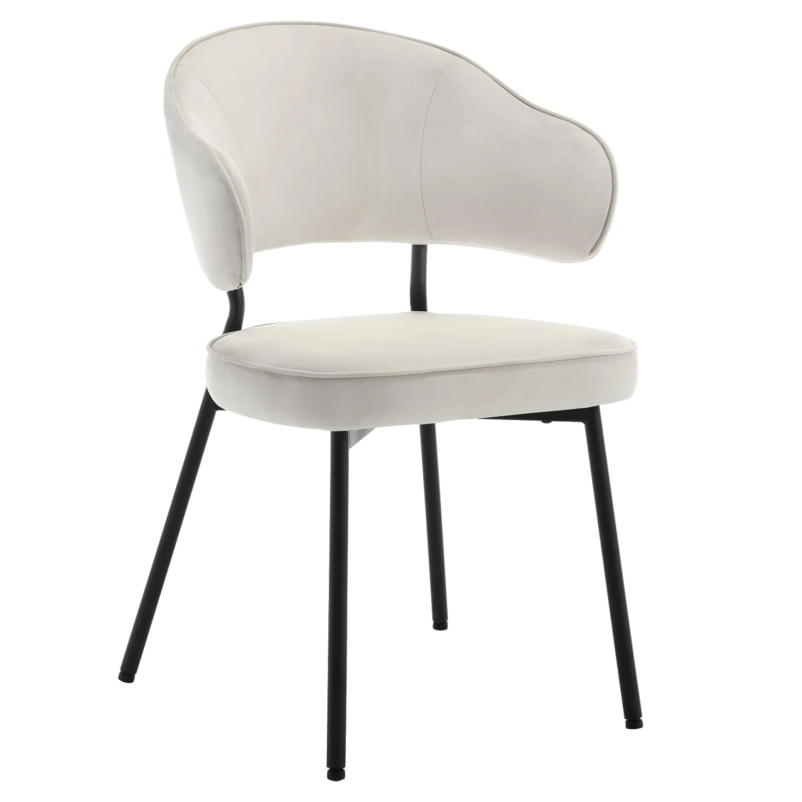 WOLTU Dining Chair, Kitchen Chair with Backrest Metal Legs, Wide Padded Seat, for Bedroom Living Room, Cream