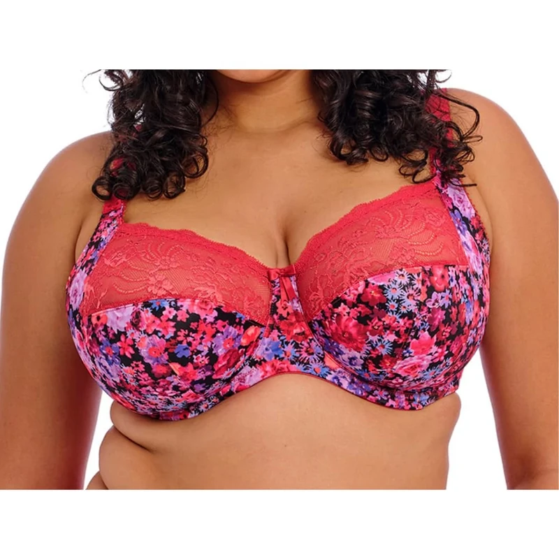Elomi Women's Morgan Banded Comfort & Support. Three-Section Cup, Side Frame, Stretch Lace. Dd+ Bras, Sunset Meadow, 34JJ US