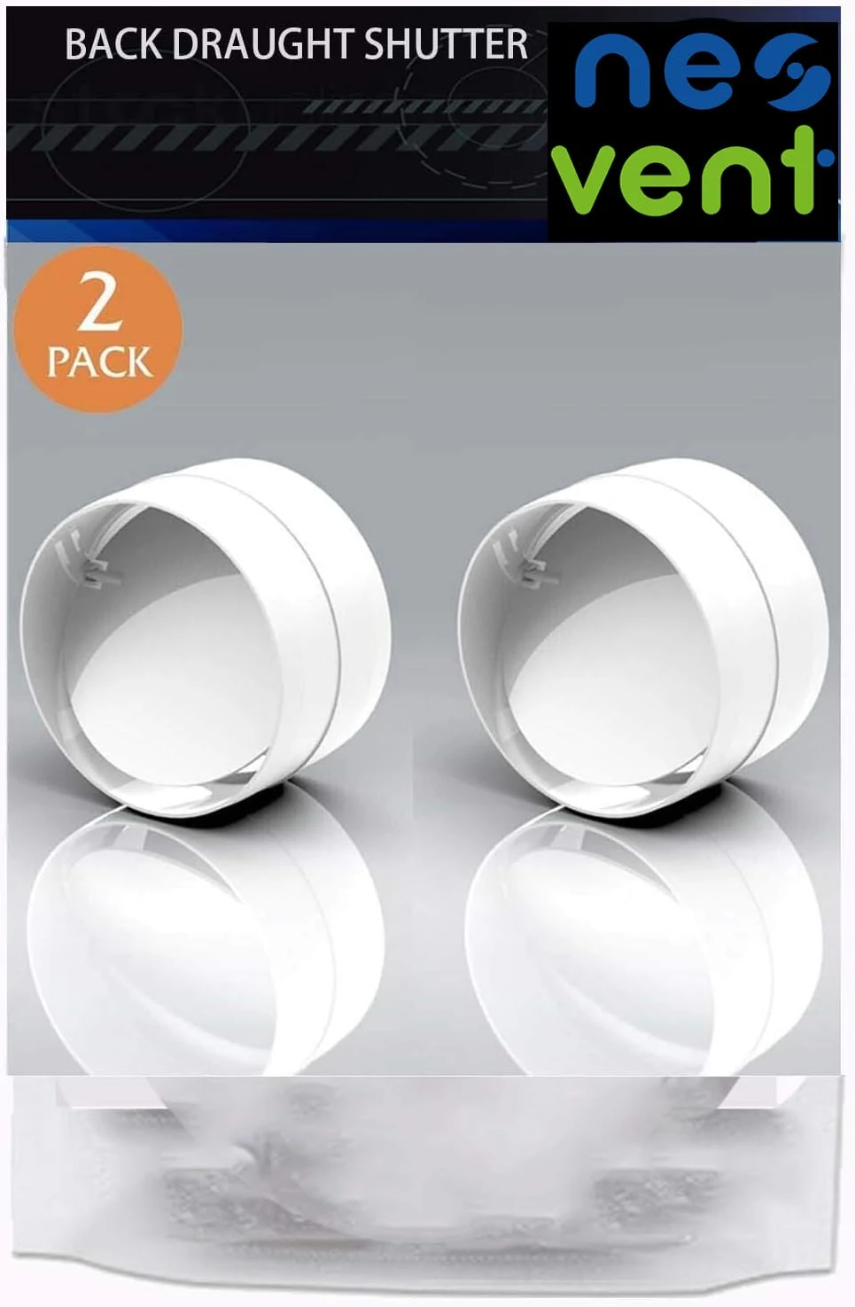 2 x 100mm Backdraught Shutter Flap 4-inch Non-Return Valve Damper Flap to Connect Duct Pipe or Flexible Ducting Hose Backdraft Cold Air Stopper