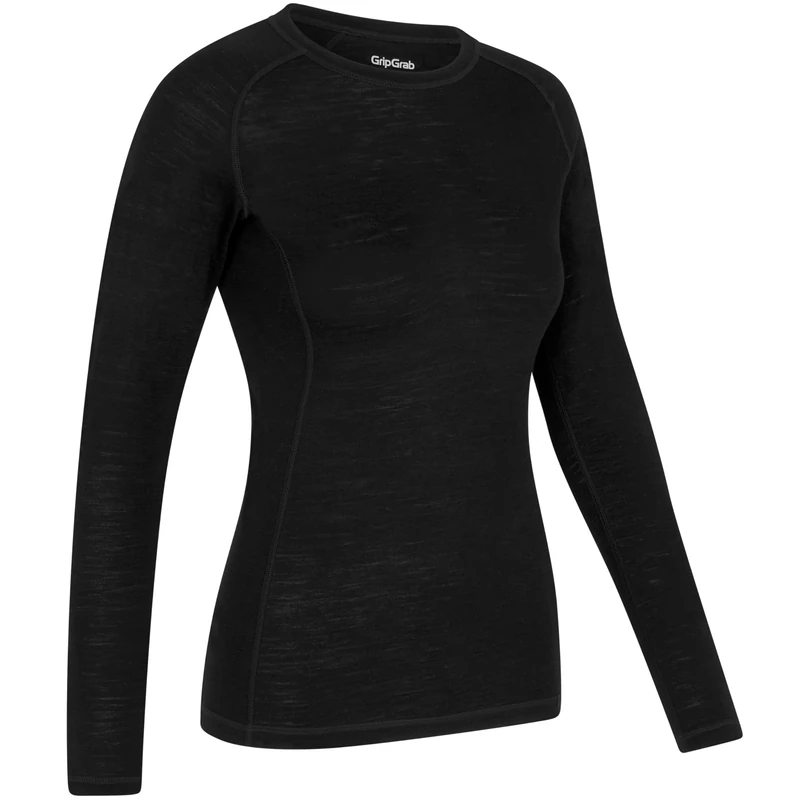 GripGrab Women's Merino Blend Thermal Long Sleeve Winter Cycling Base Layer Bicycle Undershirt Vest Black - Image 1
