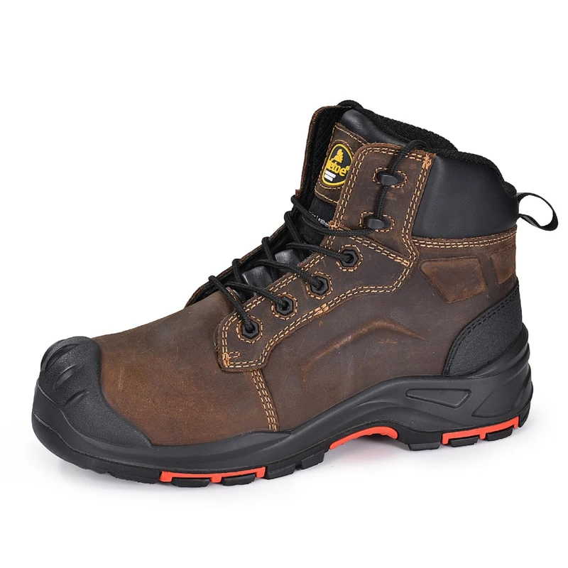 SAFETOE Safety Boots M-8552 Mens Wide Fit Non-steel Composite Toe Work Boots ESD Anti-static Water Resistant Cow Leather Heavy Duty Anti-nail Composite Plate Anti-slip Pu Rubber Sole S3 SRC