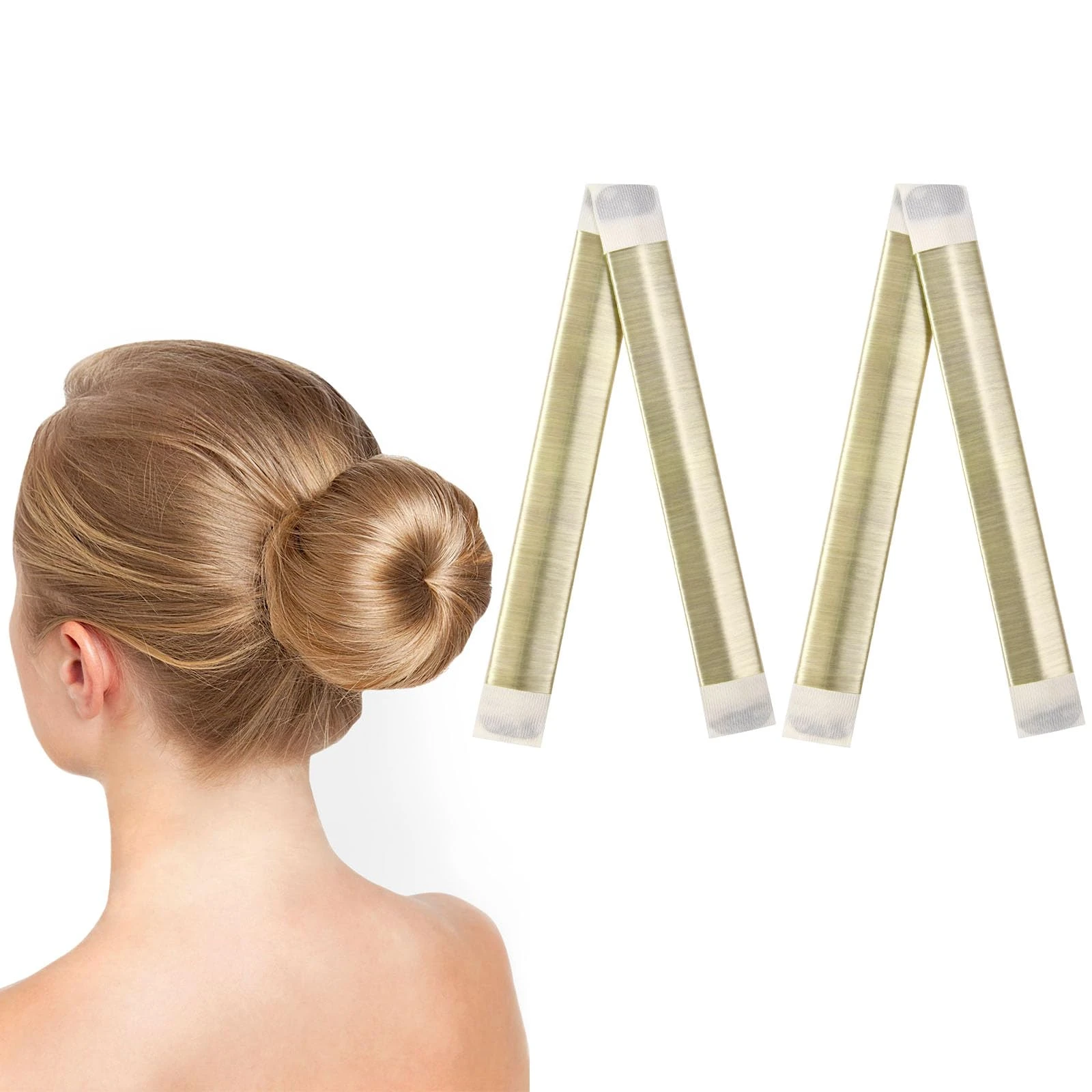 URAQT Hair Bun Shaper, 2Pcs Easy Donut Bun Maker for Hair, French Twist Fold Wrap Snap Band for Making DIY Hair Styles, Ballet Hair Deft Bun Hair Styling Accessories for Girls Women