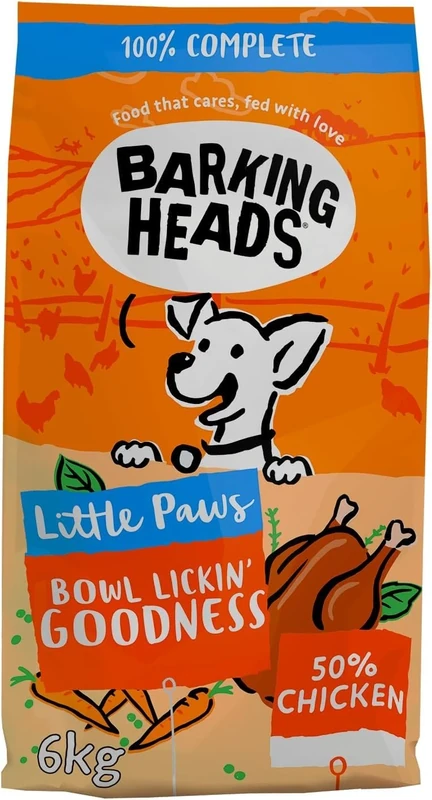 Barking Heads Complete Dry Dog Food 6kg - Adult Little Paws (Small Breed) Bowl Lickin' Goodness Chicken - Natural Everyday Immunity & Vitality - Vet Approved