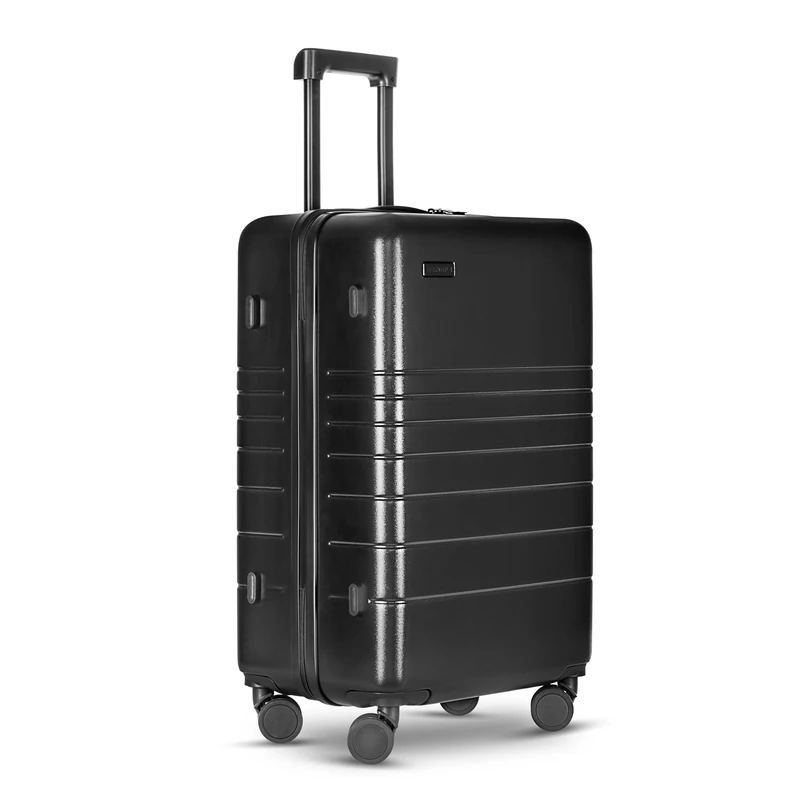 ETERNITIVE - Suitcase I Travel Suitcase Made of ABS I Trolley I Travel Trolley Lightweight with Double Wheels 360° I Hard Case with TSA Lock, Black, Mittlerer Koffer, Medium