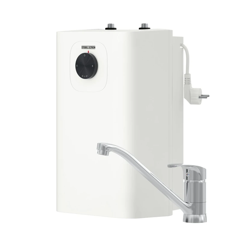 Newest Generation: STIEBEL ELTRON Small Water Heater SNU 5 Plus with Kitchen tap MAE-K, Very Compact, drip Stop, thermostop Function, undermount Water Heater 5 liters, Low Pressure, with Plug, 2 kW