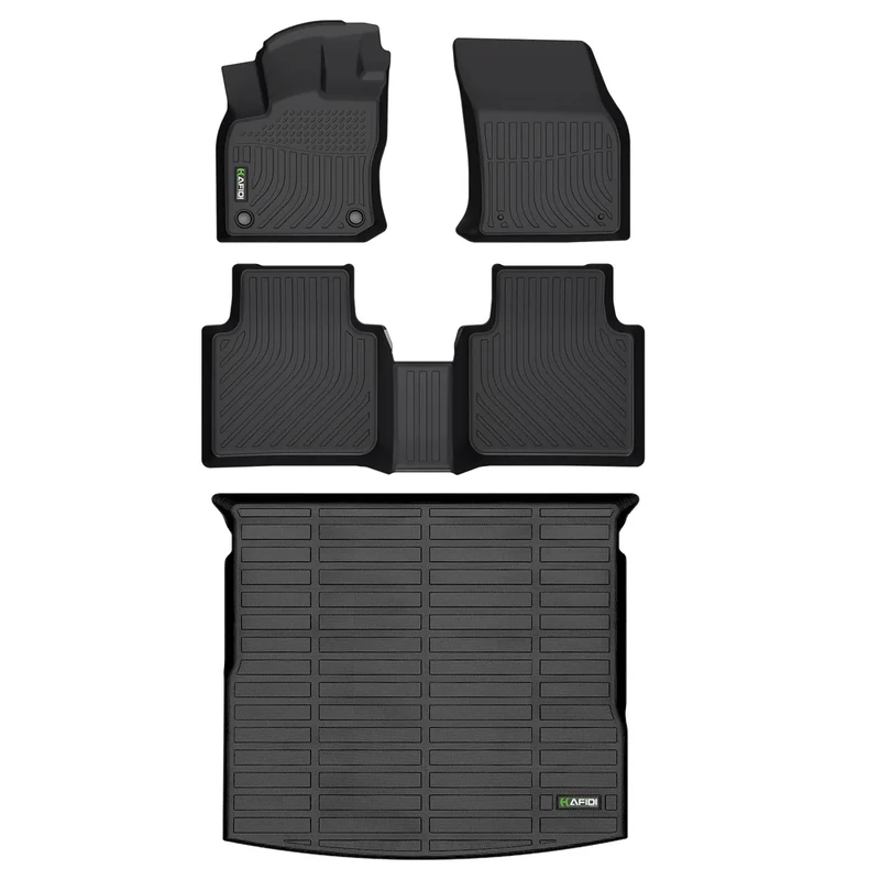 HAFIDI® Floor Mats & Cargo Liner Custom Set for Volkswagen Tiguan 2018-2023 2024 All Weather Protection TPE Full Set Automotive Floor Liners VW Tiguan Accessories - Black