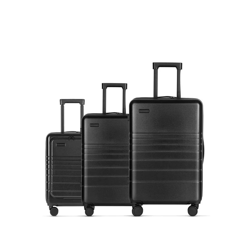 ETERNITIVE - Suitcase I Travel Suitcase Made of ABS I Trolley I Travel Trolley Lightweight with Double Wheels 360° I Hard Case with TSA Lock, Black, 55 x 35 22 cm, Set - 3 Pieces (S + M + L)