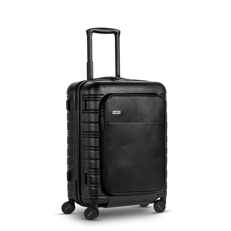 ETERNITIVE Hand Luggage Suitcase, Polycarbonate Travel Suitcase, Size: 54 x 37 x 25 cm, 40 L, Lightweight Suitcase with Wheels 360°, Hard Case with Fingerprint Lock, Black, Cabin E+, Cabin E+