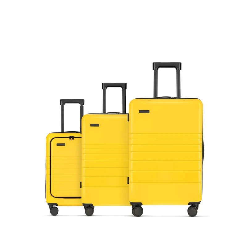ETERNITIVE - Suitcase I Travel Suitcase Made of ABS I Trolley I Travel Trolley Lightweight with Double Wheels 360° I Hard Case with TSA Lock, Yellow, 55 x 35 22 cm, Set - 3 Pieces (S + M + L)