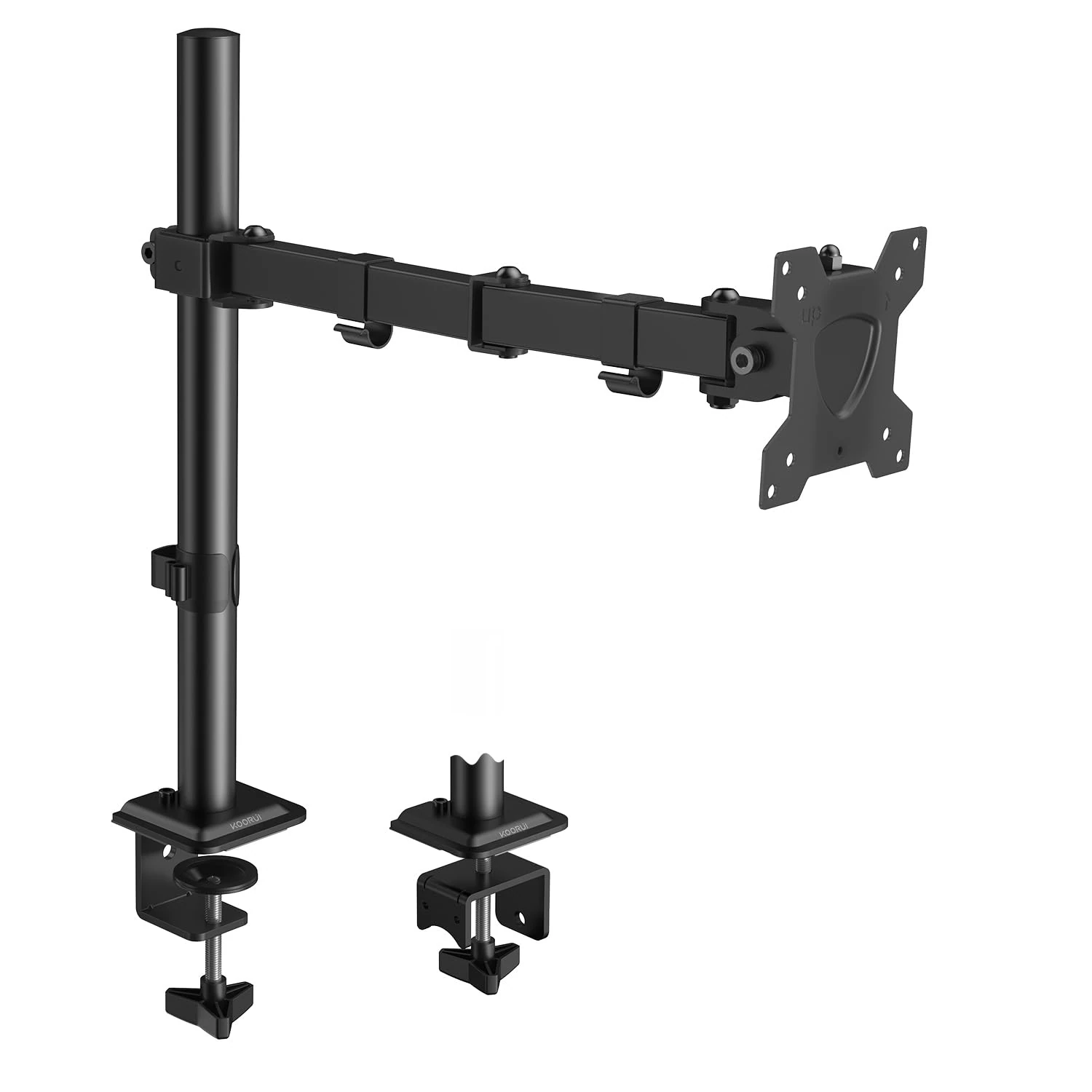 KOORUI Single Monitor Stand Desk Mount for 13-32 Inch Holds Screens, Ergonomic Height Adjustable Monitor Arm with Rotate 360°/ Adjustable Tilt ±72°/ Swivel 360°, VESA 75/100mm