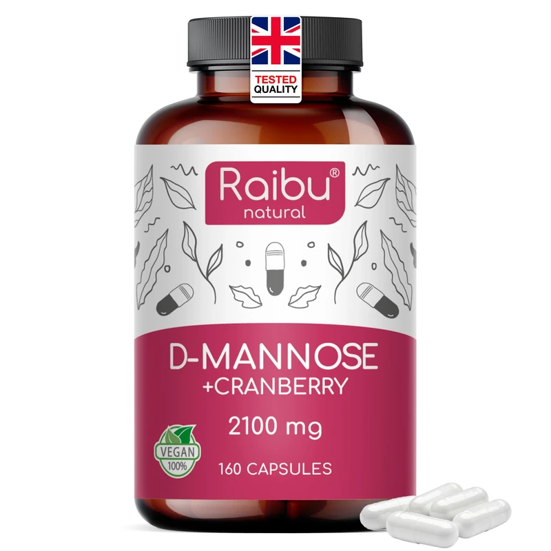 RAIBU D-Mannose 2100 mg + Vitamin C - 160 Capsules Urinary Health