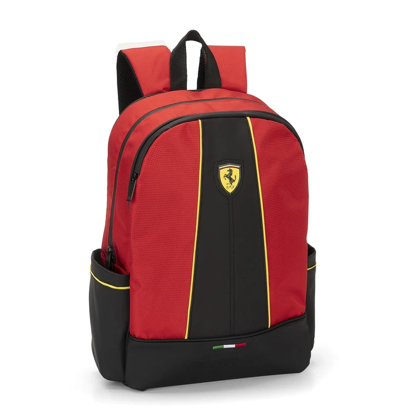 Ferrari - Organized Backpack, Middle School, Upper and Elementary, 2 Large Central Spaces with Zip Closure and Adjustable Shoulder Straps, Front Compartment with Zip and Side Pockets - 32 x 43 x 23