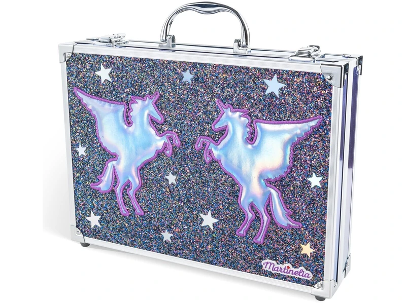 MARTINELIA Galaxy Dreams Super Case - Vanity Case with Great Unicorn Motifs, Includes Large Selection of Children's Make-Up, Gift for Girls, Colourful, 8/34,5/26 cm, Vanity case
