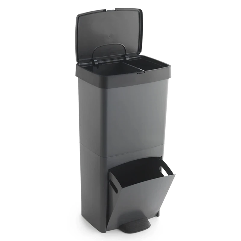 WELL HOME MOBILIARIO & DECORACIÓN 70 L Vertical Bin with 2 Compartments and Waste Bin 76 cm Easy to Use