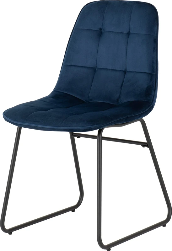 Seconique Lukas Dining Chair Set of 2 in Sapphire Blue Velvet