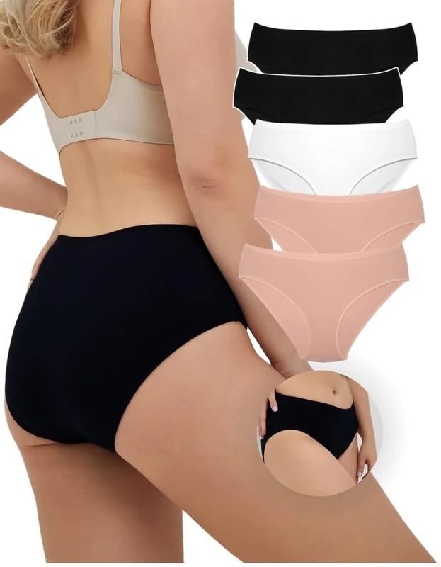 ALYA Premium Underwear for Women, Organic Cotton, Mid-Rise Women’s Knickers, Breathable Pants for Ladies, Multipack, Comfortable, Stretchable Ladies’ Panties (S...3XL)