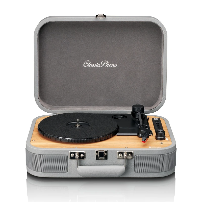 Lenco Classic Phono TT-116 Bluetooth Turntable with 3 Speeds 33, 45 and 78 RPM, Vintage Turntable, RCA Output, Stereo Speaker, Grey