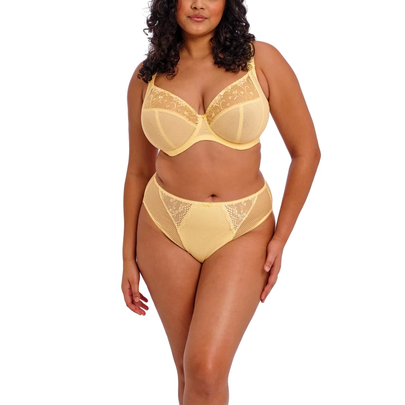 Elomi Women's Plus Size Charley Underwire Plunge Bra, Lemon Fizz, 34H US