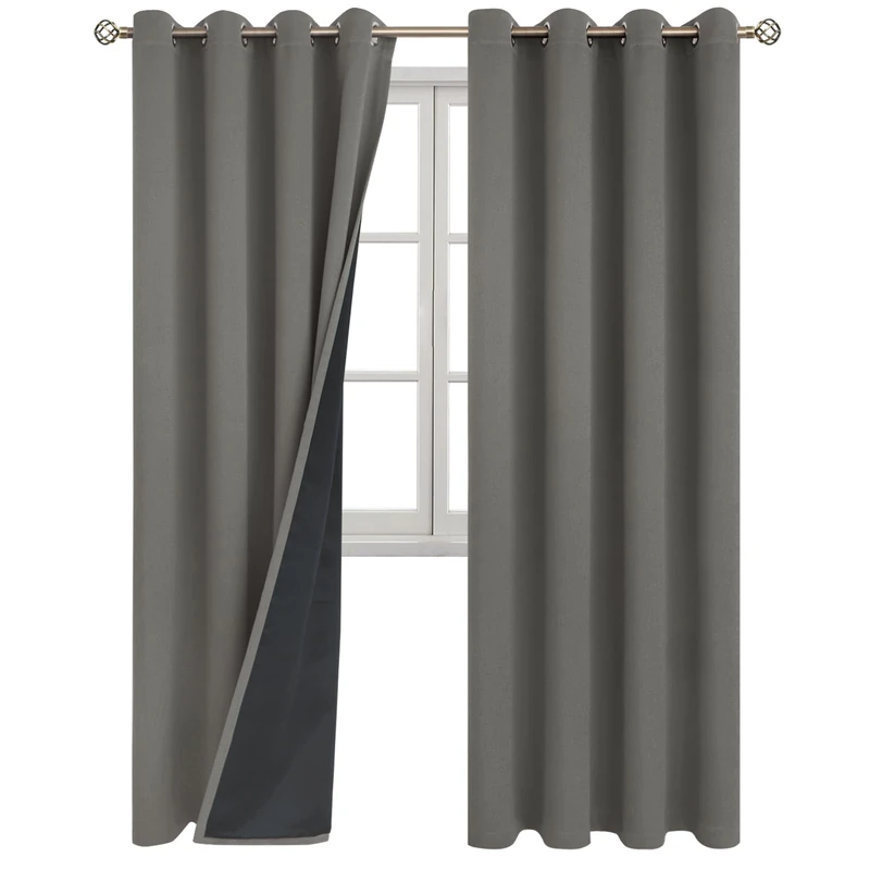 BGment Grey Blackout Curtains for Bedroom Window 84 Inch Length 2 Panels Set, 100% Light Blocking Thermal Insulated Grommet Drapes for Living Room Darkening with Black Liner, 52 Inch Wide Each