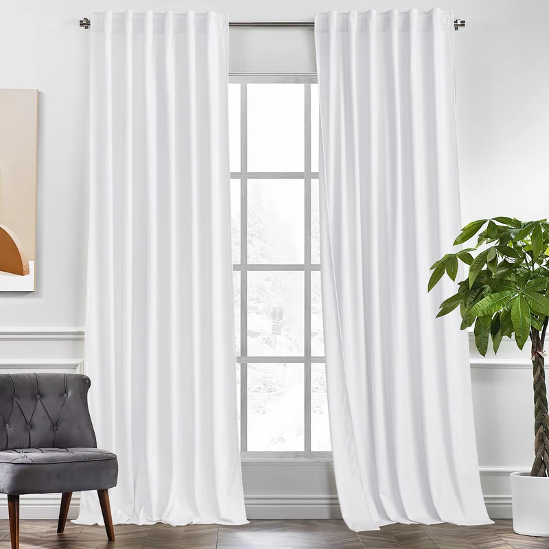 KGORGE Velvet Curtains White Blackout 90 inches 2 Panels for Bedroom