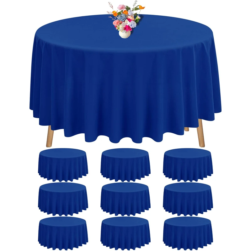 10 Pack Round Tablecloth Royal Blue Tablecloths 90 Inch,Circle Polyester Table Cloth,Washable Fabric Stain and Wrinkle Resistant Premium Round Table Cover for Wedding Parties Banquet Reception Dining