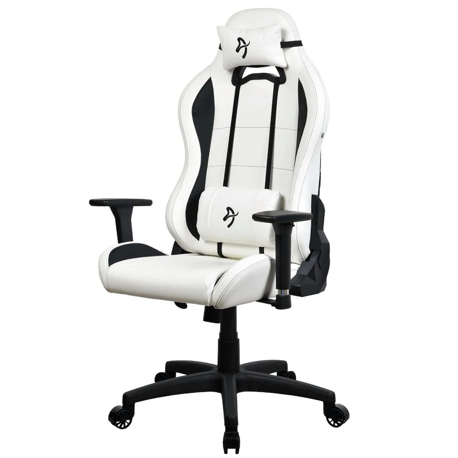 Arozzi Torretta Super Soft Upholstery Fabric Gaming Chair, Breathable Fluid-Repellent Ergonomic Office Chair with Adjustable Height, 3D Armrest & 2 Supportive Pillows (White)