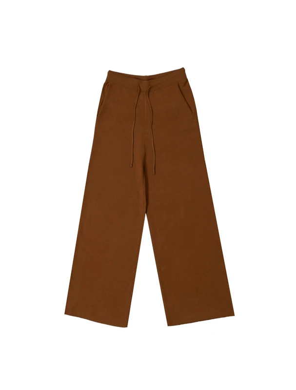 Womens High Waist Wide Leg Knit Trousers Casual Day Wear Autumn Winter Ladies Pull On Knitwear Clothing UK 16