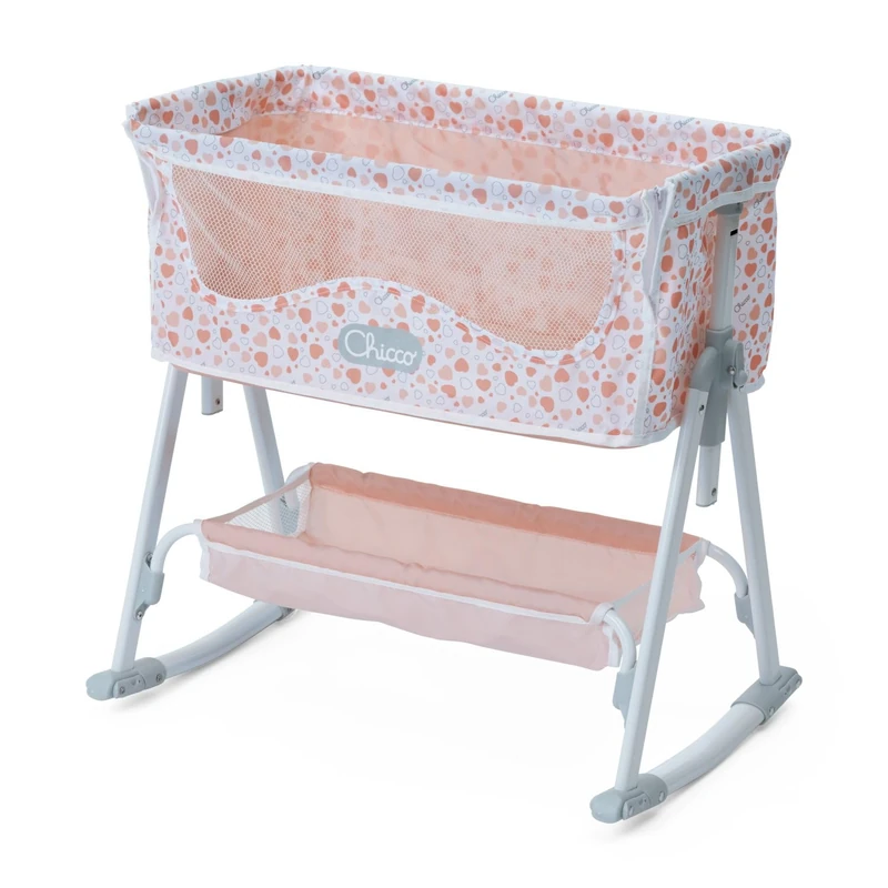 Chicco Next to Me Dolls Cradle for Children Aged 3+ Toy Cradle Height Adjustable with Metal Frame and Realistic Details Easy to Assemble with Swing or Lock Function