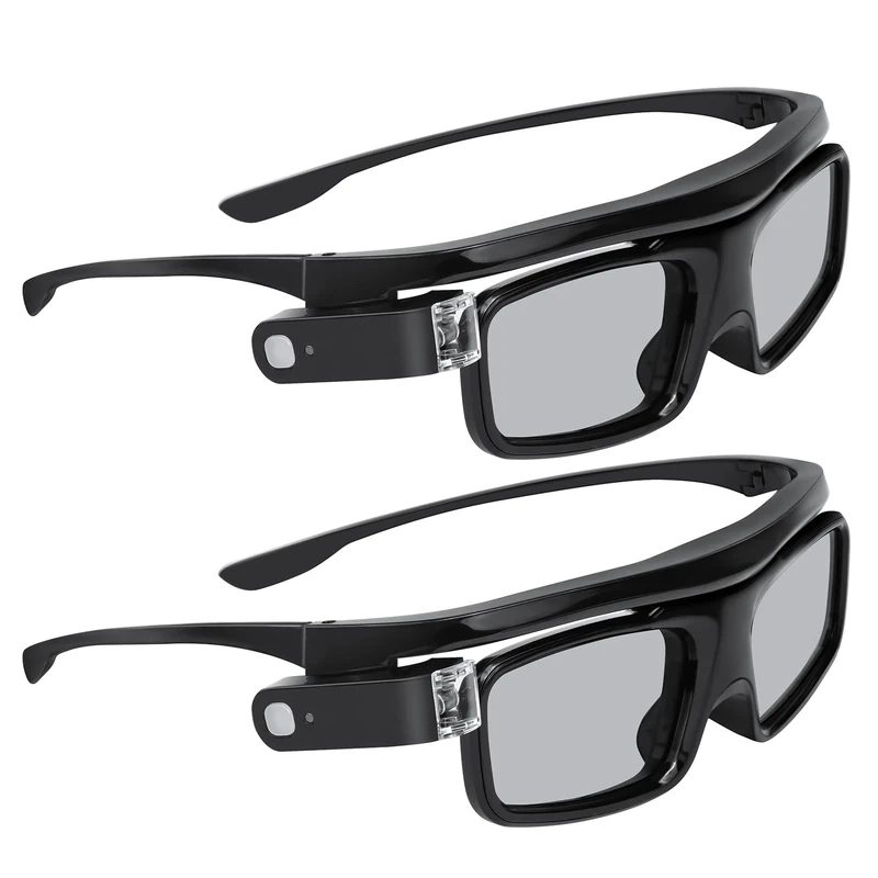 NexiGo DLP Link 3D Glasses, Rechargeable 3D Active Shutter Glasses compatible Aurora, Aurora Pro (Black - 2Pack)