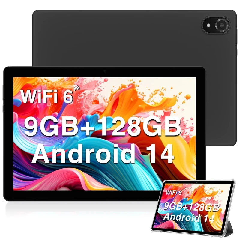 DOOGEE U10 10.1 Inch WiFi 6 Android Tablet - 9GB RAM, 128GB ROM, 1280 x 800 IPS Display, Face ID, 5060mAh Battery, Grey