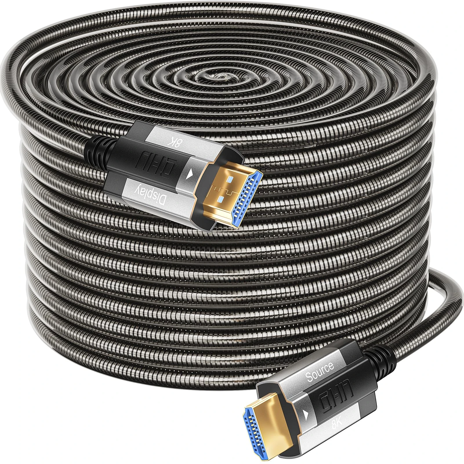 Siwket 8K HDMI Fibre Optic Cable20 m, Steel Armour Optical HDMI 2.1 Cable 48 Gbps Ultra High Speed 8K@60Hz 4K@120Hz Dynamic HDR eARC Dolby HDCP 2.2 & 2.3 for HDTV/Projector/Home Cinema/TV