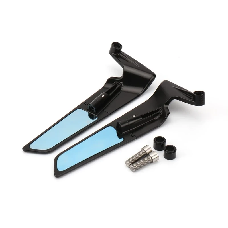 CNC Aluminum Motorcycle Rearview Mirrors Blue Anti-glare Side Mirror Compatible with BMW R nineT/R nineT Pure/F 900R/S1000 R/R1250R Rotating Wing Mirrors Handlebar Mount Mirrors