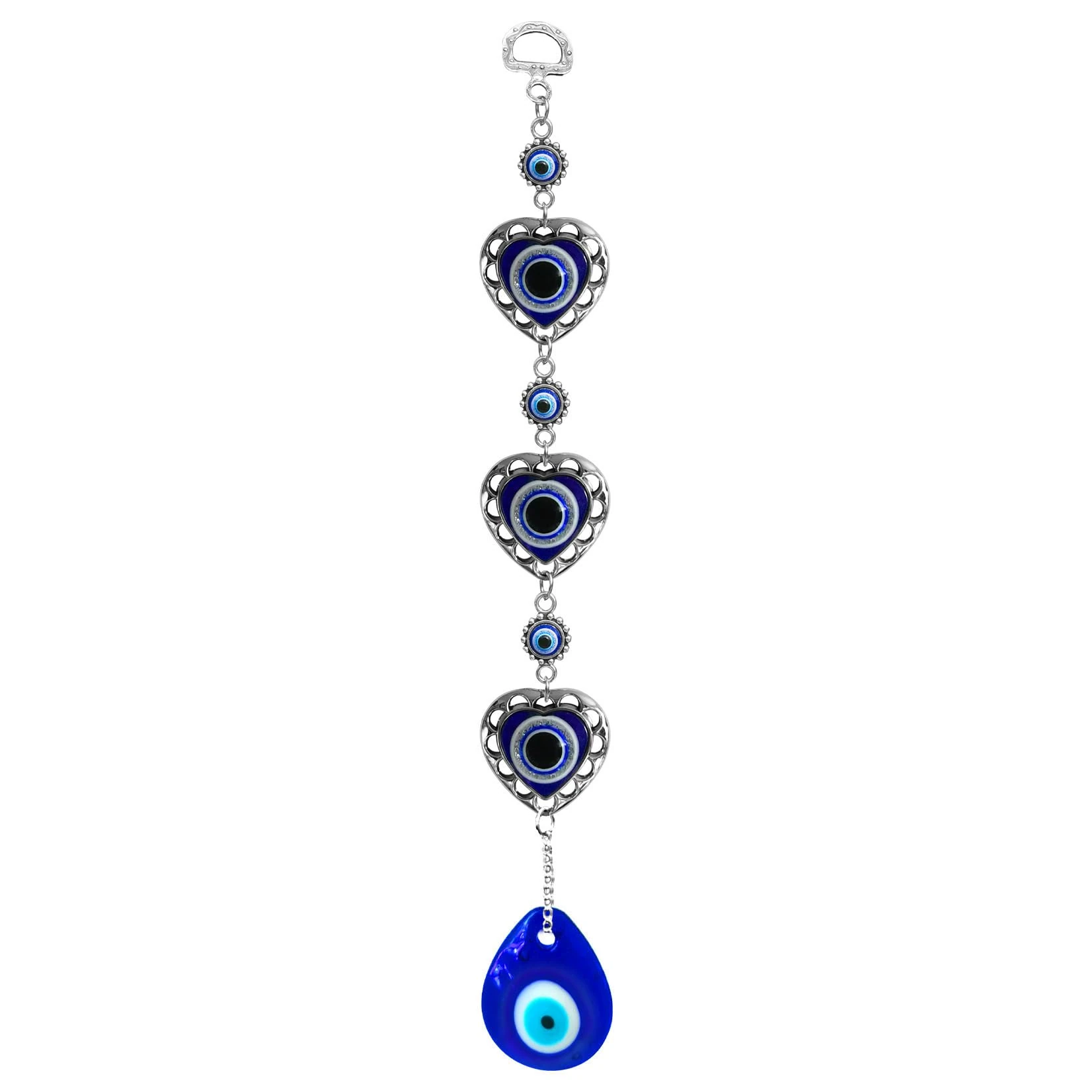 Blue Evil Eye Hanging Decoration,Nazar Evil Eyes Amulet Wall Hanging Home Protection and Blessing Decor,Ojo Turco Para Casa (heart-shaped)