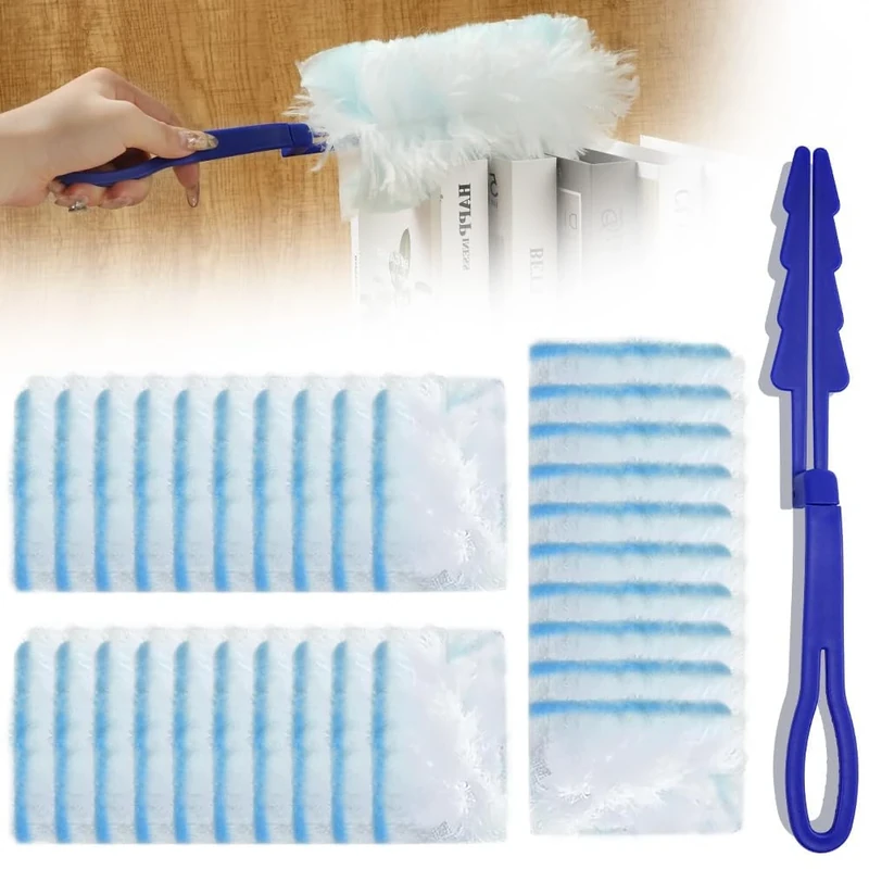 Vicloon 20 Pcs Flash Duster Refills, Refill Duster for Cleaning, Disposable Duster Heads, Strong Electrostatic Dust Removal Manual Dust Refill Pack, for Cleaning Blinds Office Home Fans Dust Dirt