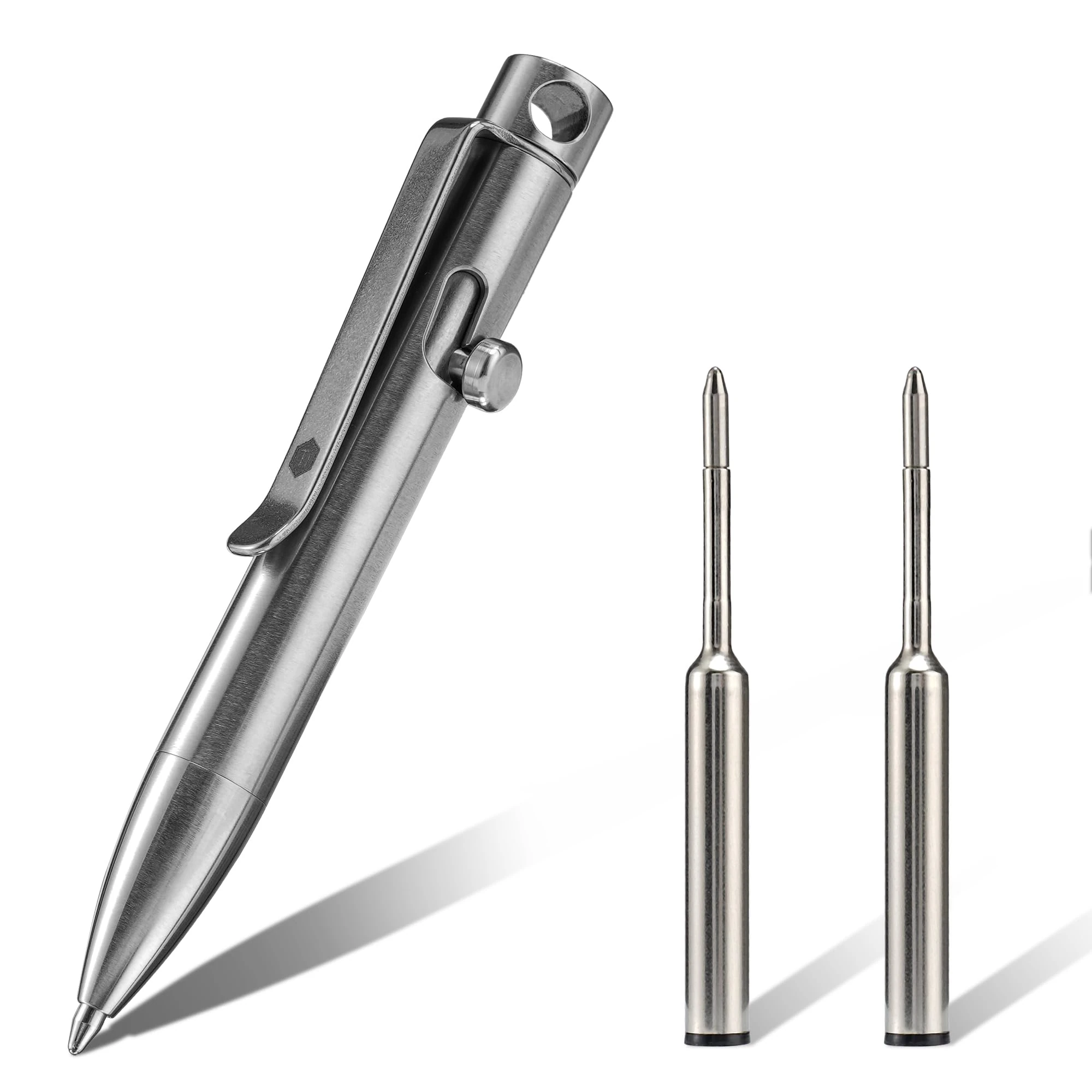 KeyUnity KP05 Titanium Alloy Ballpoint Pen with Clip, Retractable EDC Pocket Pen Made of Metal Ballpoint Pen for Daily Use(Polished)