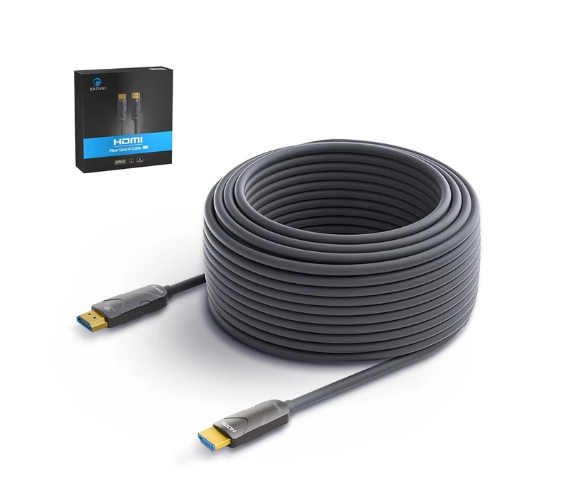 KIMTABO Gold-Plated HDMI to HDMI Cable in Grey, 100 ft