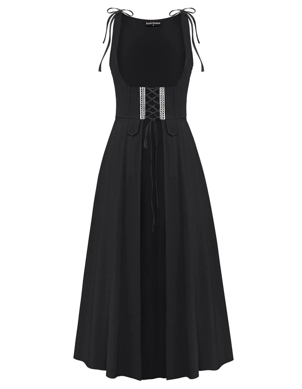 SCARLET DARKNESS Women Halloween Witchy Cosplay Overdress Medieval Renaissance Dress Costume Black L