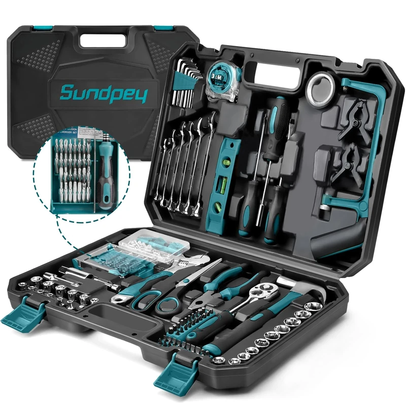 Sundpey Home Tool Kit 257PCs - Portable Complete General Household Essentials Repair Hand DIY Tool Set - All Purpose Tools for Men Women & Handyman & College Students & Beginner with Storage Case - Image 1