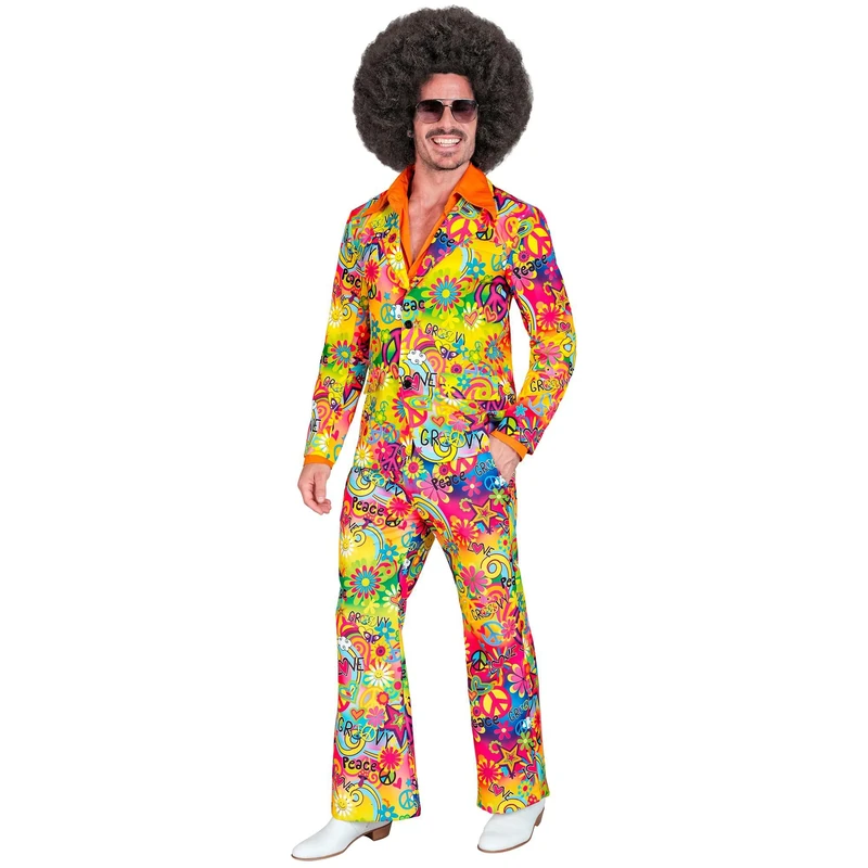 Widmann - Costume 60s suit, jacket and trousers, hippie, reggae, flower power, disco fever, hit move