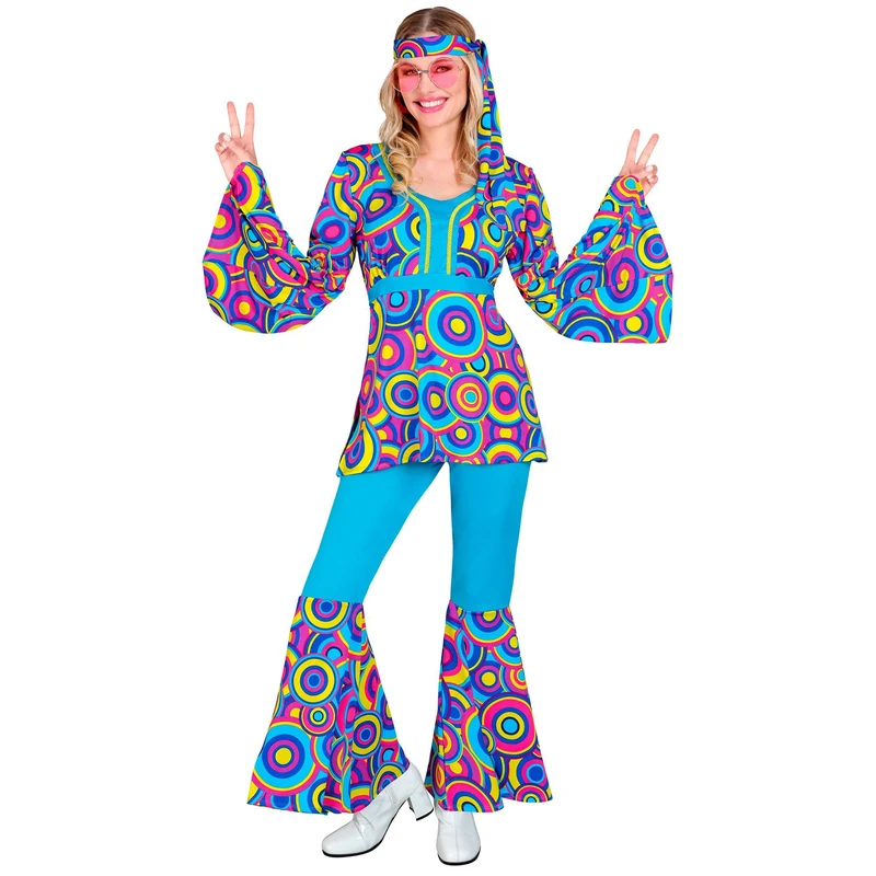 Widmann W MILANO Party Fashion - Costume 70s Groovy Style, Reggae, Hippie, Flower Power, Disco Fever, Fancy Dress Costumes